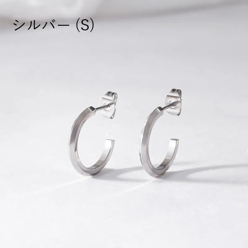 カットラインデザインフープピアス・S