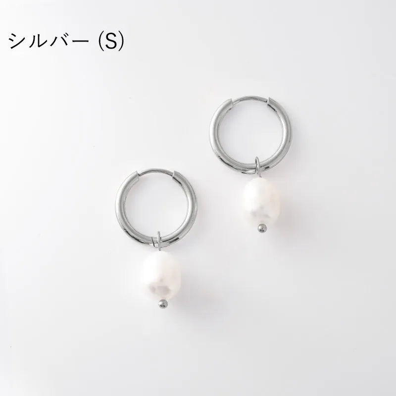 淡水パール×フープピアス