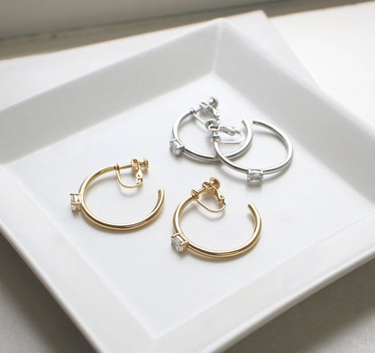 ビジューフープイヤリング