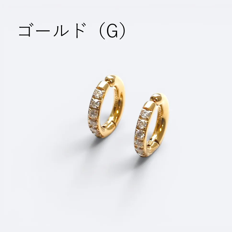 ラインストーンフープイヤリング