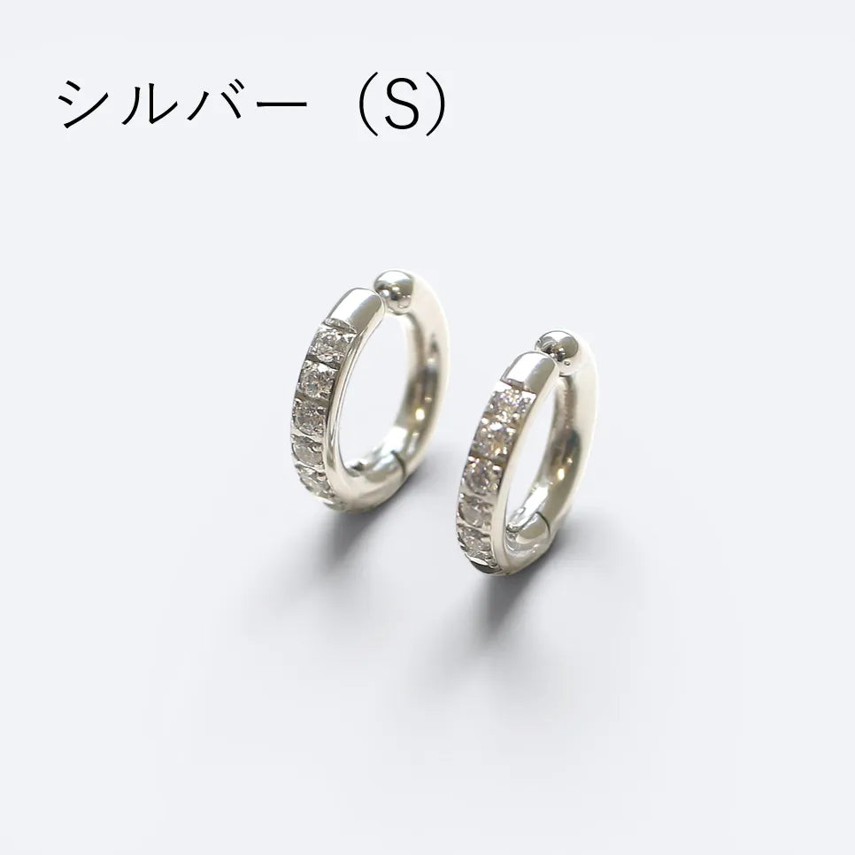 ラインストーンフープイヤリング