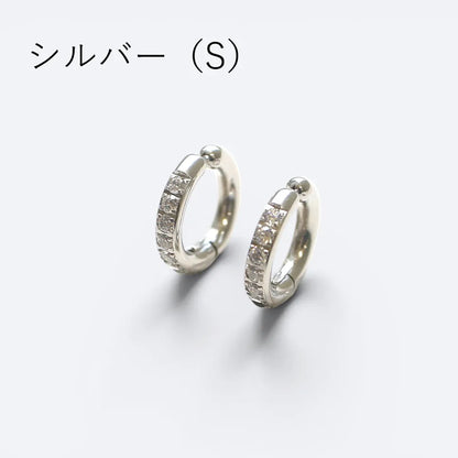 ラインストーンフープイヤリング
