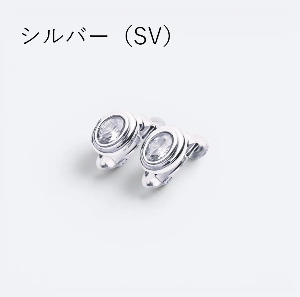 オーバル×ストーンイヤリング