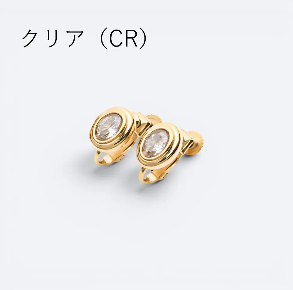 オーバル×ストーンイヤリング