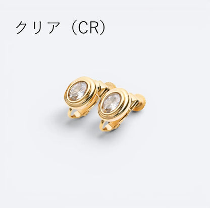 オーバル×ストーンイヤリング