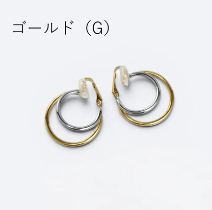2トーンカラーフープイヤリング
