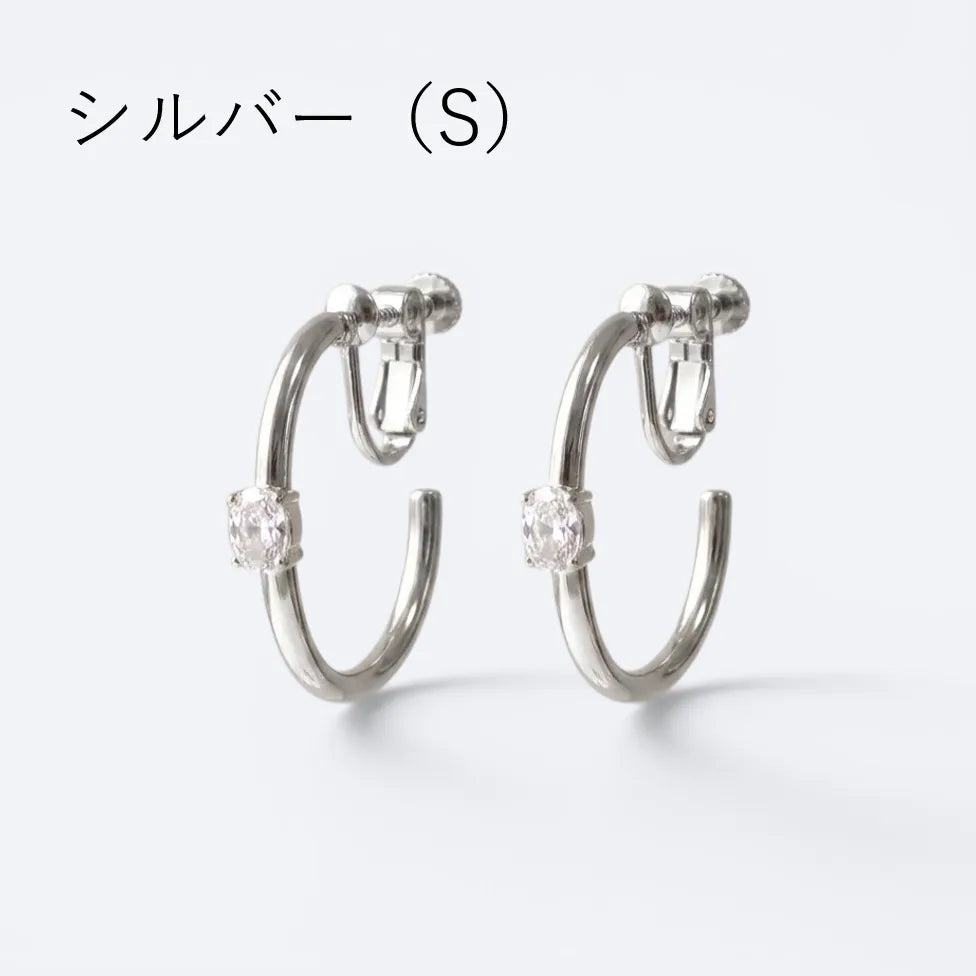 ビジューフープイヤリング