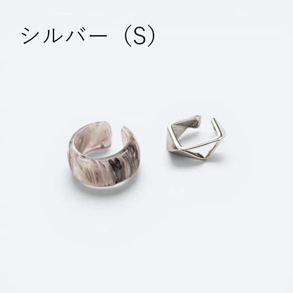 カラーマーブル×メタルイヤカフ【2本セット】