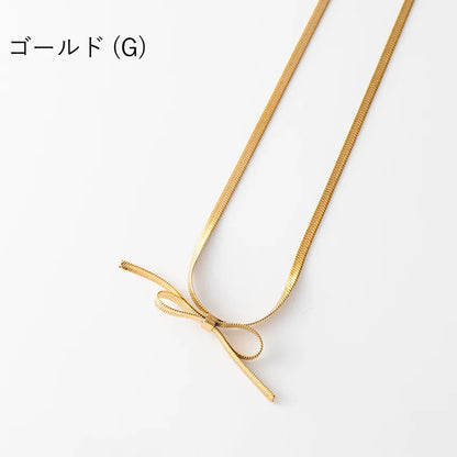 メタルリボンネックレス