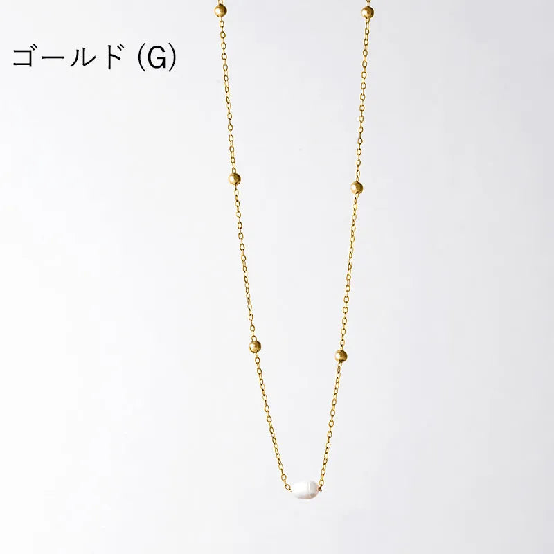 パール×デザインチェーンネックレス