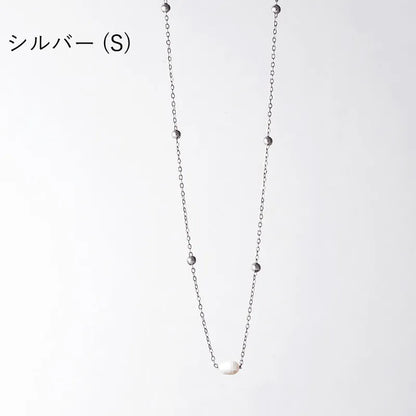 パール×デザインチェーンネックレス