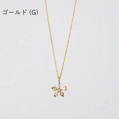 フラワーモチーフビジューネックレス