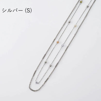 カラーグラス×デザインチェーン2連ネックレス