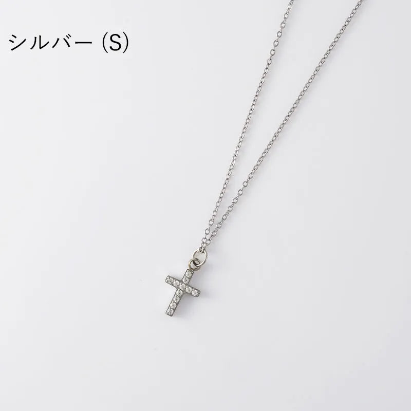 クロスビジューネックレス