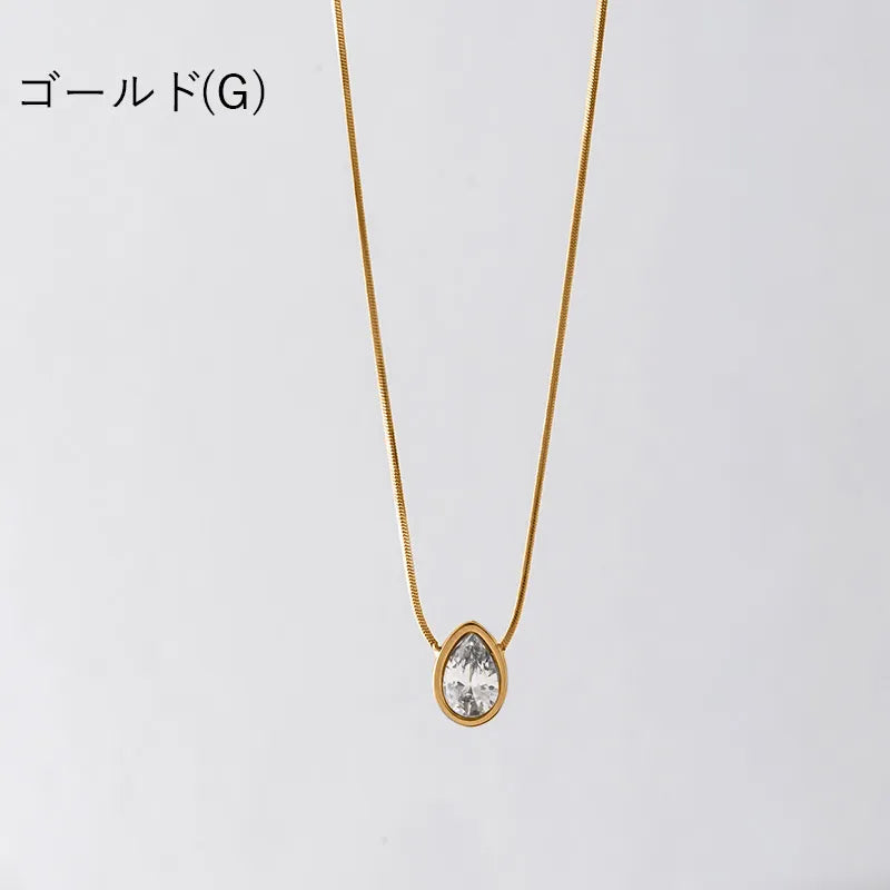 ドロップキュービックビジューネックレス