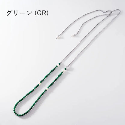 3mm丸玉カラーストーン＆パール スライドボールネックレス