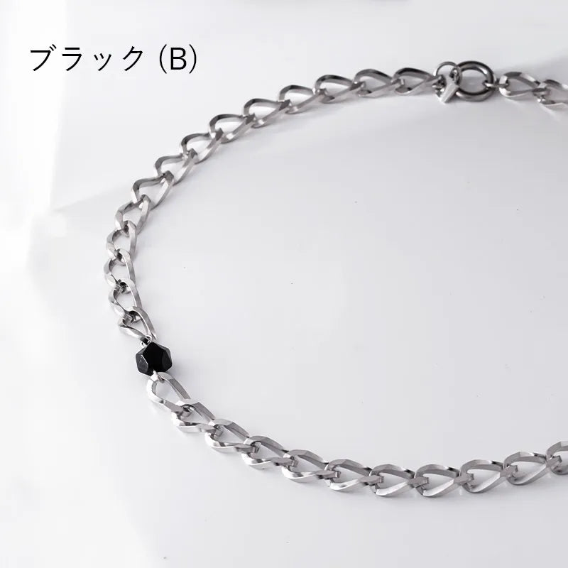 ランダムカットストーン＆デザインチェーンネックレス