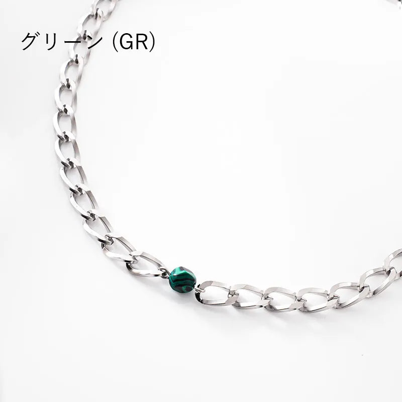 ランダムカットストーン＆デザインチェーンネックレス