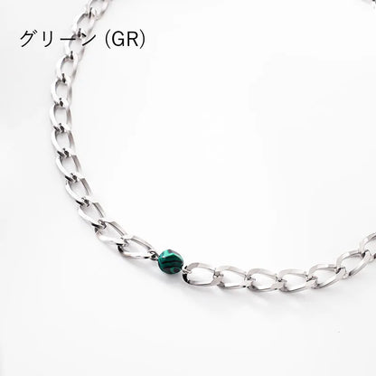ランダムカットストーン＆デザインチェーンネックレス