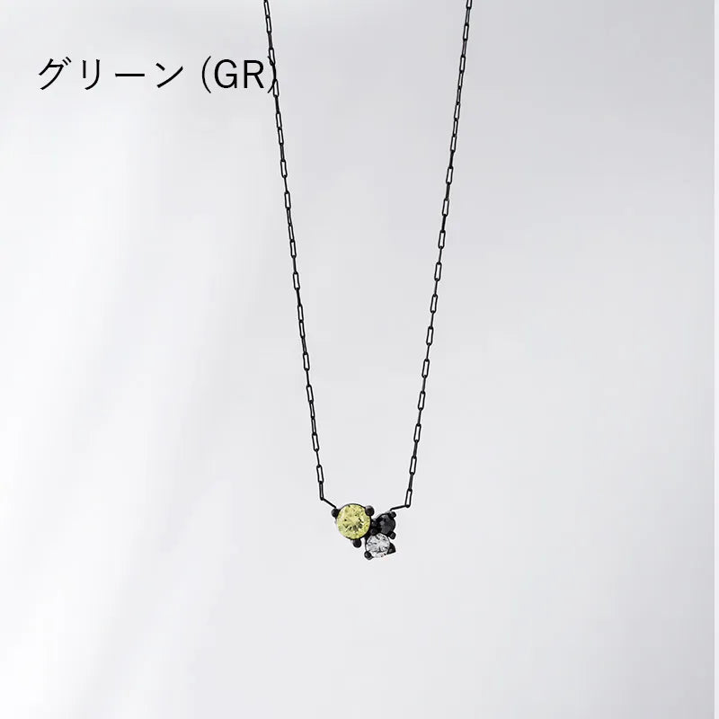 トライカラー ビジューネックレス