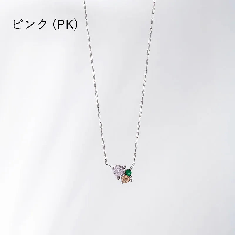 トライカラー ビジューネックレス