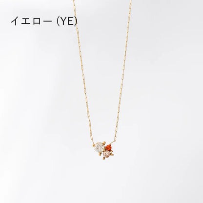 トライカラー ビジューネックレス