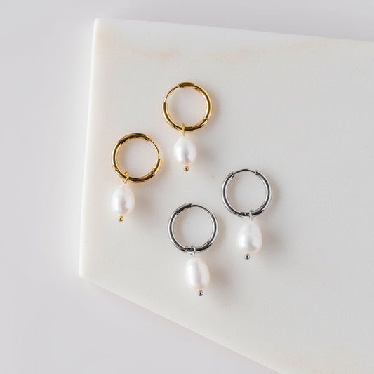 淡水パール×フープピアス