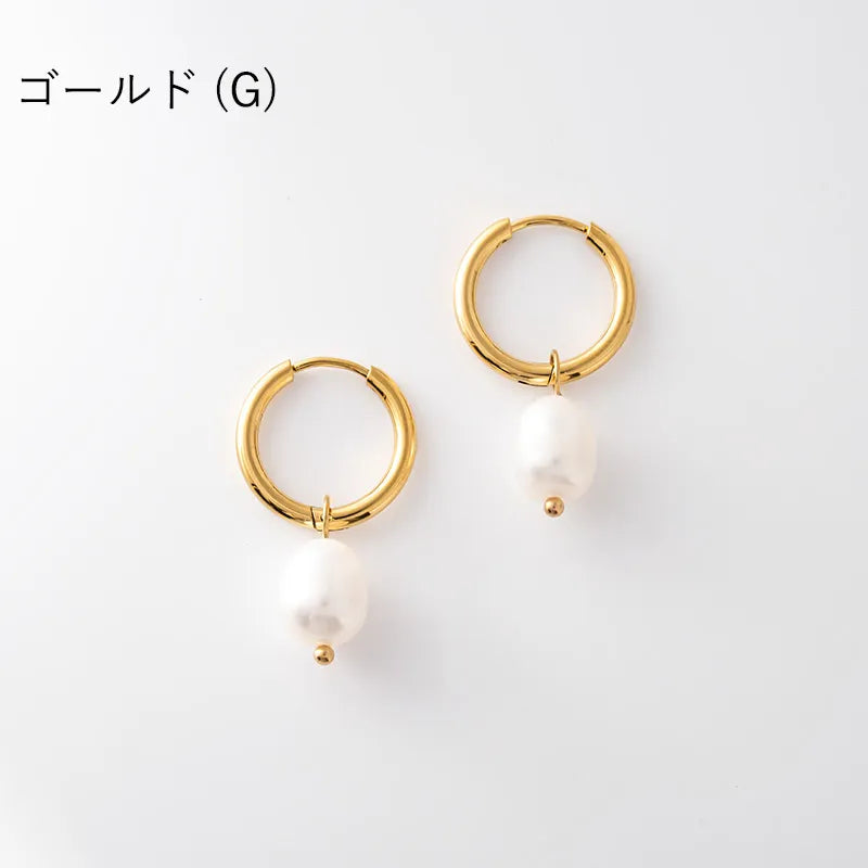 淡水パール×フープピアス