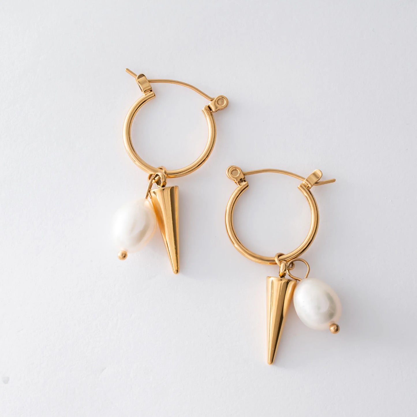 淡水パール×コーンパーツピアス