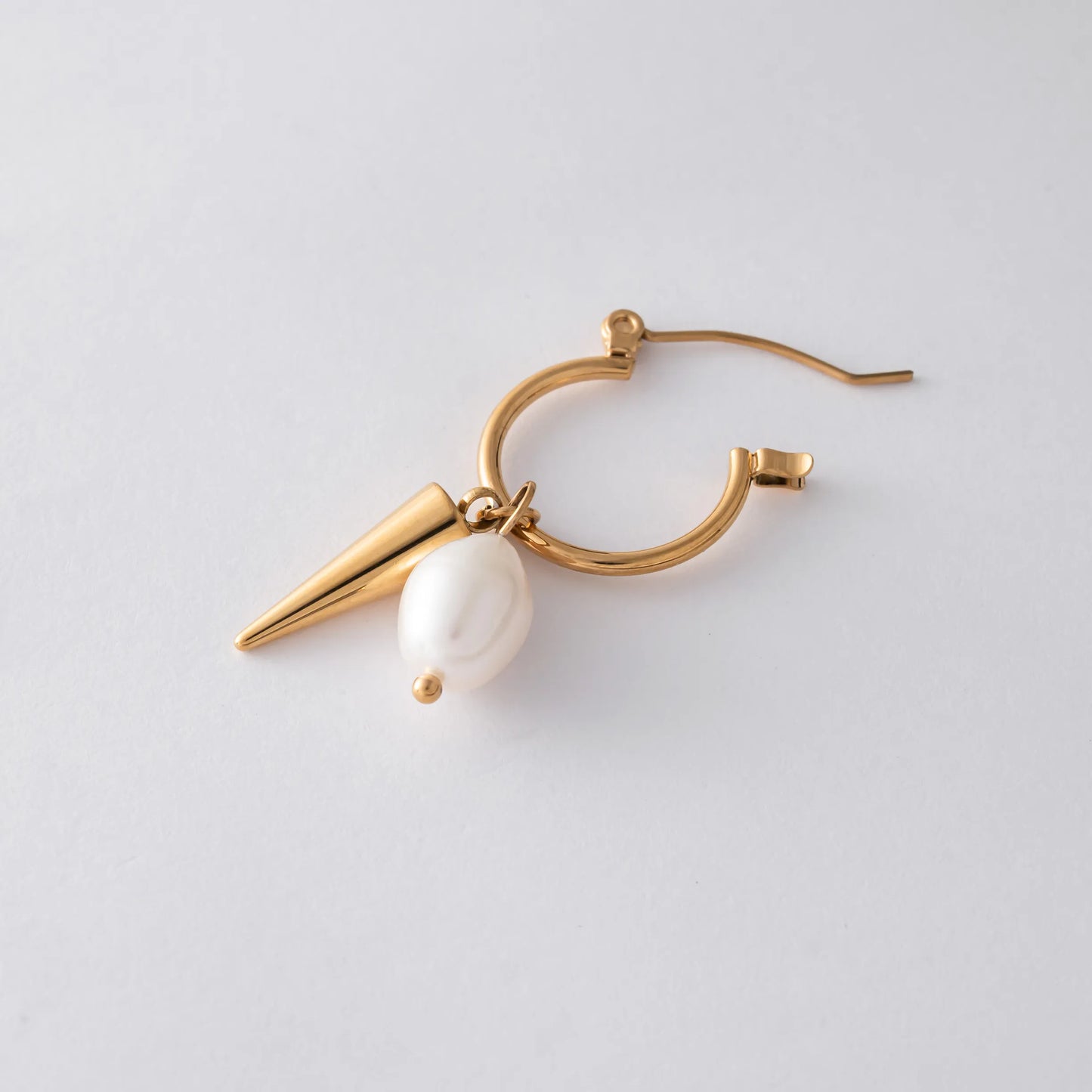 淡水パール×コーンパーツピアス