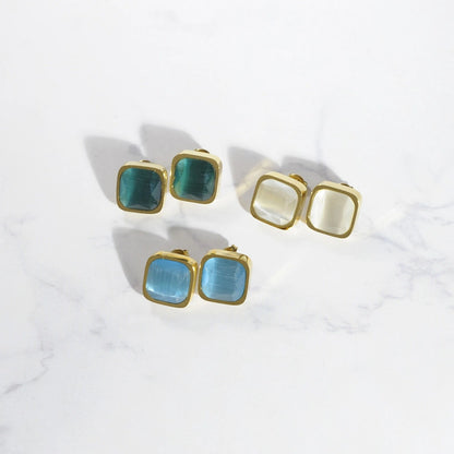 キャッツアイスクエアピアス