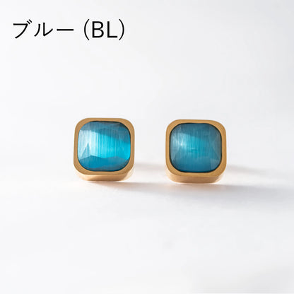 キャッツアイスクエアピアス