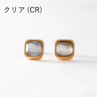 キャッツアイスクエアピアス