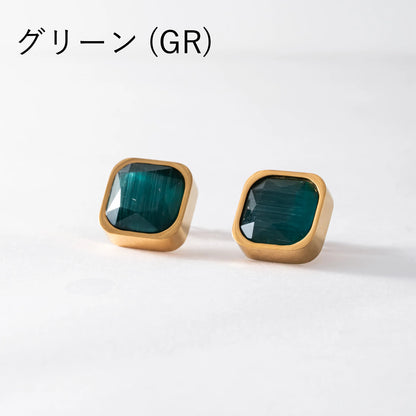 キャッツアイスクエアピアス