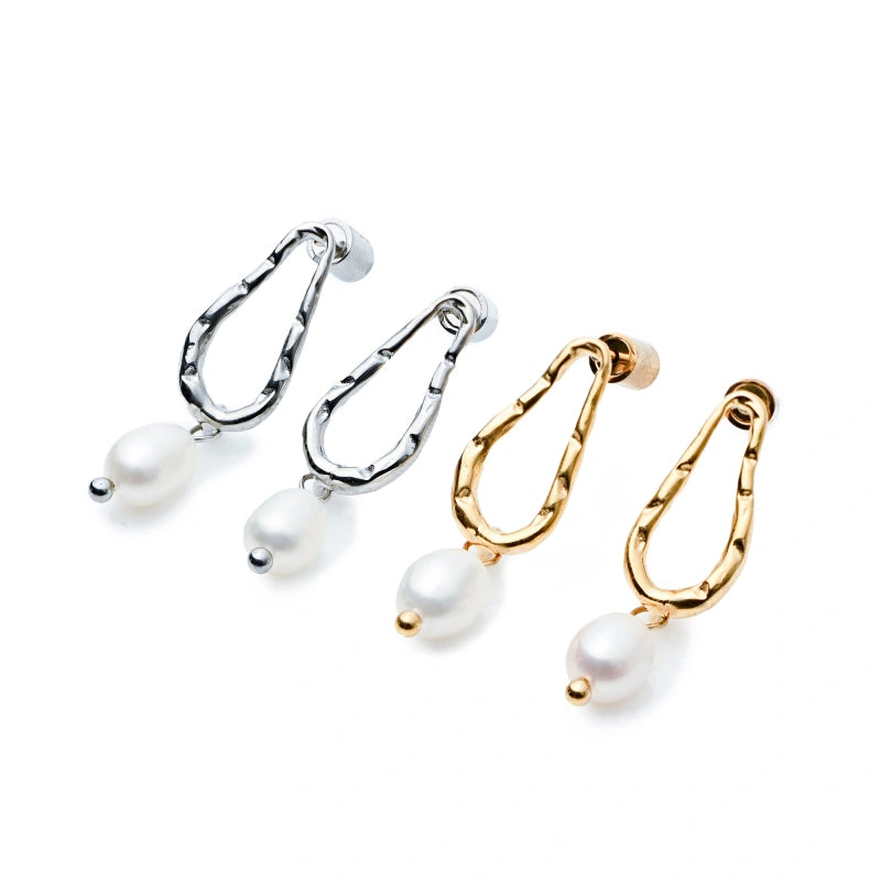 淡水パール×デザインパーツピアス