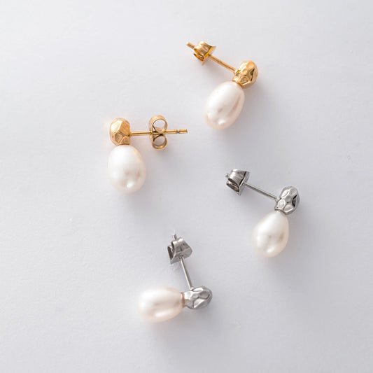 淡水パール×デザインパーツピアス