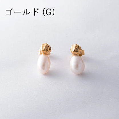 淡水パール×デザインパーツピアス