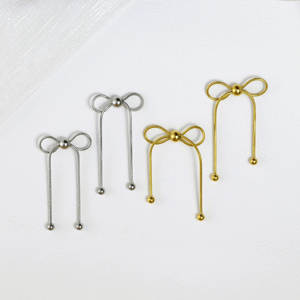 メタルチェーンリボンピアス