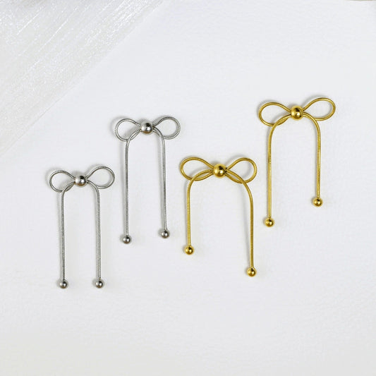メタルチェーンリボンピアス