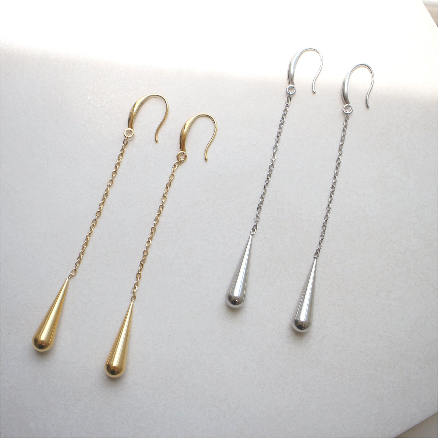 チェーン×ドロップフックピアス