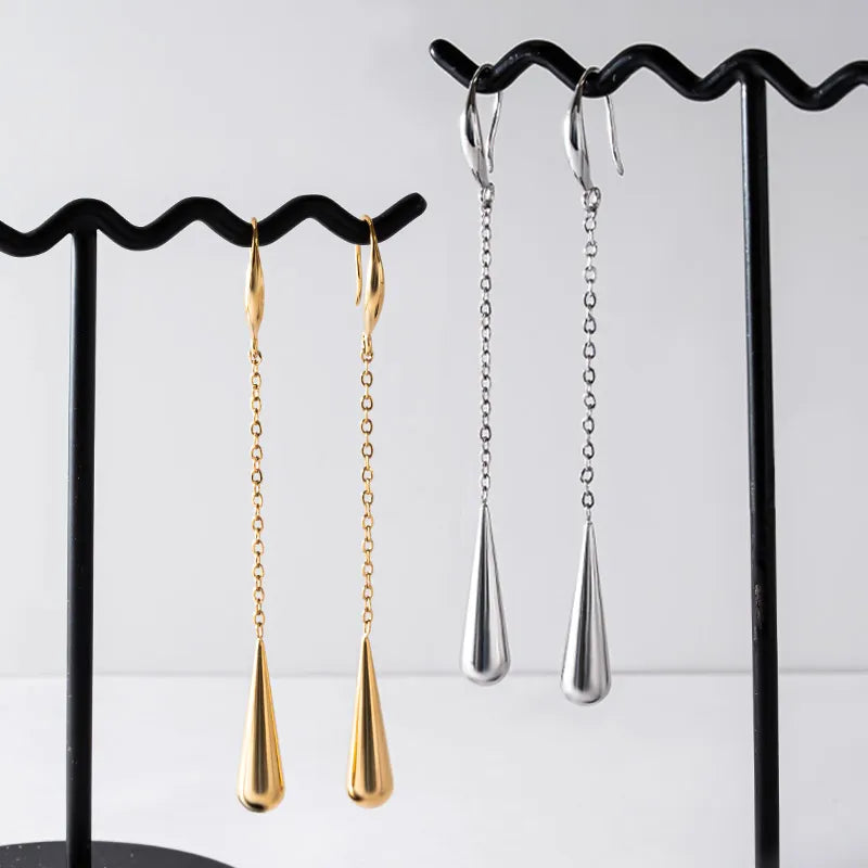 チェーン×ドロップフックピアス