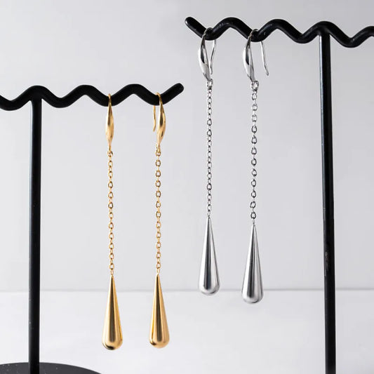 チェーン×ドロップフックピアス