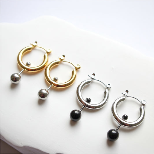 コンビカラーバーベルフープピアス