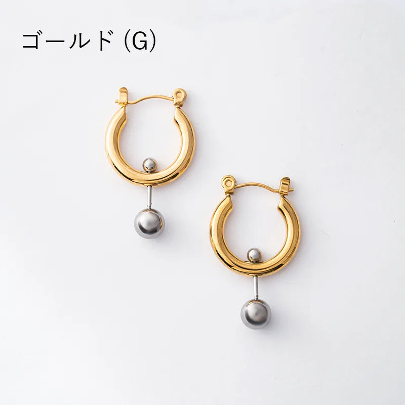 コンビカラーバーベルフープピアス