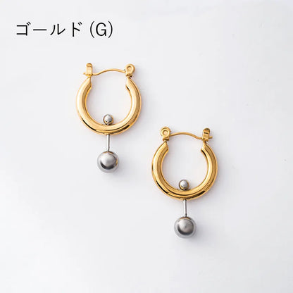 コンビカラーバーベルフープピアス