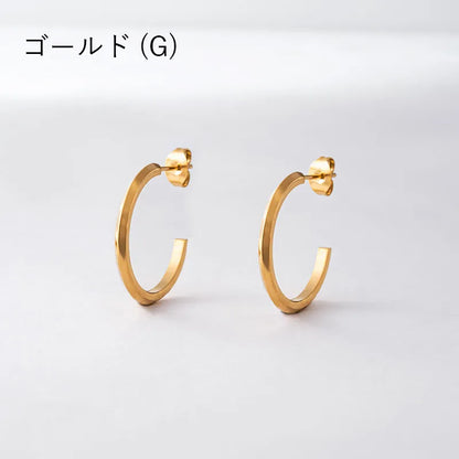 カットラインデザインフープピアス・L