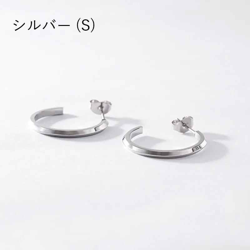 カットラインデザインフープピアス・L