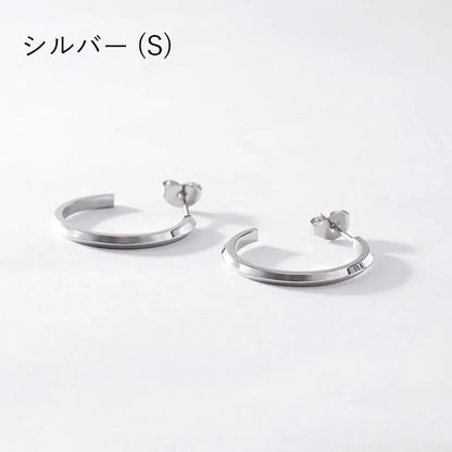 カットラインデザインフープピアス・L