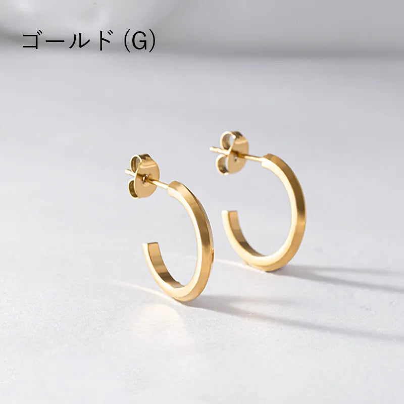 カットラインデザインフープピアス・S