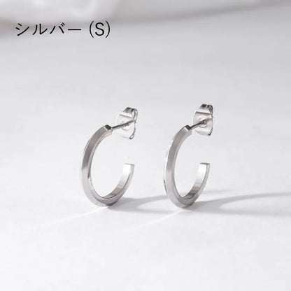 カットラインデザインフープピアス・S